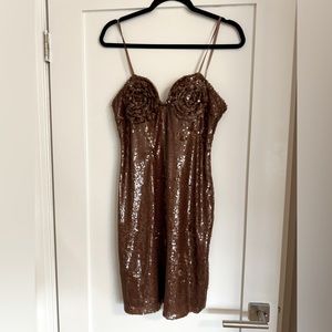 Brown sequin mini dress